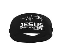 Jésus m'a sauvé la Vie, Bandeaux de Sport à Motif Religieux, pour Hommes et Femmes, élastiques, antidérapants, pour Basket-Ball, Tennis, entraînement, Gym, Yoga, absorbants et Respirants (Noir)