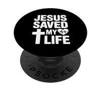 Jésus m'a sauvé la Vie Foi chrétienne PopSockets PopGrip Adhésif