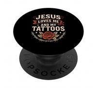Jésus M'aime Et Mes Tatouages PopSockets PopGrip Adhésif
