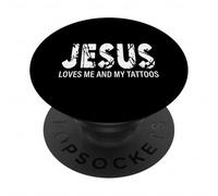 Jésus M'aime Et Mes Tatouages PopSockets PopGrip Adhésif