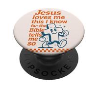 Jésus m'aime La Bible me Dit si Christian Retro PopSockets PopGrip Adhésif