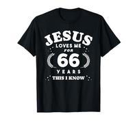 Jésus m'aime pour 66 Ans 66e Anniversaire Religieux T-Shirt
