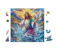 Jésus Marchant sur l'eau 100 Pieces Casse-tête Collectionneur en Carton Haute Densité Haute Difficulté Décoration Murale Cadeau Anniversaire Qualité Premium 28x28cm
