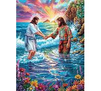 Jésus Marchant sur l'eau 500 Pieces Casse-tête Amateur d'art en Carton Haute Qualité Très Difficile Niveau Expert Décoration Murale Cadeau Noël Qualité Premium 500 PCS