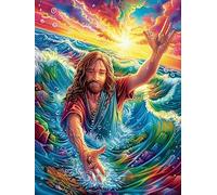Jésus marchant sur l'eau au coucher du soleil 500 Pieces Casse-tête Collectionneur En Carton Anti-Déchirure Faune sauvage et animaux de compagnie Haute Difficulté Décoration Murale Collection Cadeau N