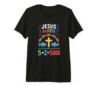 Jésus Math Loaves and Fish Miracle Faith T-Shirt Haut de Gamme