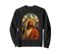 Jesus Mountain Halo, dévotion chrétienne, Art du Paysage, Foi Sweatshirt