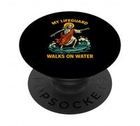 Jesus My Lifeguard Walks on Water Fun Men Christian Faith PopSockets PopGrip Adhésif