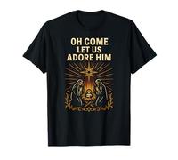 Jesus Nativity Oh Come Let Us Adore Him Vintage Adulte T-Shirt