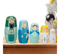 Jesus Nesting Dolls - 5 pièces de poupées russes en bois, jeu de jouets empilables peints à la main, figurines décoratives pour la maison, collection religieuse, pièce d'exposition familiale
