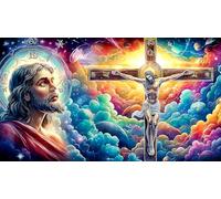 Jesus-on-The-Croix Puzzle 1000 pièces Cadeau Unique Jeu éducatif Challenge Toy de qualité supérieure Peinture Art pour Adultes et Enfants Jesus-on-the-croix38x52cm/1000pcs