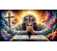 Jésus-on-The-Cross 1000 pièces Puzzle Papier recyclé Défi de Jeu éducatif Cadeau Amusant & Activité Maison pour Adultes et Enfants 38x26cm/1000pcs