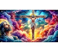 Jésus-on-The-Cross 1000 pièces Puzzle pour Adultes et Enfants de 12 Ans et Plus Papier recyclé Jeu Familial Amusant & Stimulant 70x50cm/1000pcs