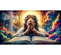 Jésus-on-The-Cross Puzzle pour Adultes et Enfants 1000 pièces Jeu Stimulant Cadeau Amusant & Activité Maison pour décoration Murale et Cadeaux 70x50cm/1000pcs