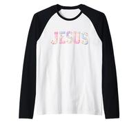 Jésus Patchwork Floral Chrétien Mignon Cottagecore Faith Manche Raglan