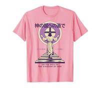 Jesus Path to God's Kingdom Manga chrétien Japonais Rose T-Shirt
