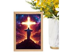 Jésus peinture des lumières, lampe de Jésus - Jésus Lamp Wall Art - Décoration de maison religieuse pour l'art mural décoratif 4D pour anniversaire, chambre à coucher et Noël