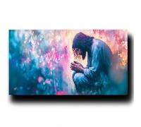 JéSus Peinture Numero Adulte Kits, Peinture Numero Enfant 40X80cm, Loisirs CréAtifs Adultes Numero D'Art, Utiliser Pinceaux Peinture Acrylique Dessin sur Toile Fleur pour Decoration Maison 3w-3-D