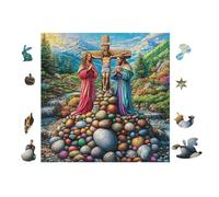 Jésus Portant la Croix 100 Pièces Puzzle Famille en Carton sans Déformation Difficulté Moyenne Activité Familiale Anti-Stress Jeu De Société Soirée Entre Amis 28x28cm