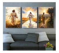 Jésus Portrait Christ Religion Foi Croyance Affiche Impression Mur Art Toile Peinture 50x70Cmx3Pcs Sans Cadre
