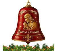 Jesus Praying Memorial Bell - Catholic Christmas Ornament | Religious Iron Bell for Tree, Door, Wreath, Garland, Church & Home Holiday Decor
