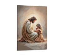 Jésus priant avec une fille poster, peinture chrétienne, Jésus avec enfants, image de Jésus, art mural chrétien, Jésus Art, Jésus et fille, affiche décorative sur toile, affiches murales et A
