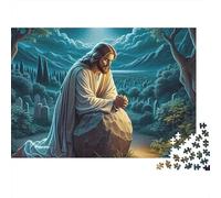 Jésus priant la lumière de Lune Puzzle 1000 Pièces Papier Écologique pour Enfants Débutants, Puzzle Ultra-Difficile, Amusement Après École, Puzzle Top Noté pour Jeunes Apprenants 38x26cm/1000pcs