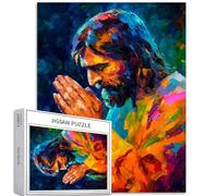 Jésus priant - Puzzle de 1 000 pièces pour adultes - Style peinture à l'huile - Puzzle artistique - Jeux d'activités familiales - Puzzle coloré pour décoration d'intérieur - Cadeaux 50 x 70 cm