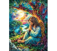 Jésus priant sous Un Arbre 1000 Pièces Puzzle Amateur d'art en Carton Anti-Déchirure Haute Qualité Mythes fantastiques Difficile Niveau Expert Décoration Murale Idée Cadeau Anniversaire 1000 PCS