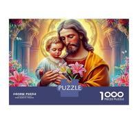 Jésus Puzzle 1000 Pièces Carton Épais Famille Sacré Father & Child Relaxation Cadeau Couple Pas De Bavures Texture Lisse Assemblage Parfait 52x38cm/1000pcs
