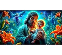 Jésus Puzzle pour Adultes 1000 pièces Jeu de Puzzle Cadeau Amusant & Activité Maison pour Adultes et Enfants de 12 Ans et Plus 70x50cm/1000pcs