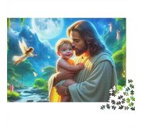 Jésus-Puzzle Religieux Enfant Sacré 1000 pièces,Carton Robuste et sans poussière,idéal la Maison,Loisirs,Les Maisons de Retraite,Les Seniors,Les Adultes,Les et Toute la Famille(70x50cm/1000 pièces).