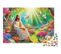 Jésus-Puzzle Religieux Jardin Divin 1000 pièces,Carton Robuste de qualité supérieure,encadrable,idéal Les Voyages,Les séjours à la Maison ou à la Maison,Adultes,Adolescents et,38x26cm/1000 pièces