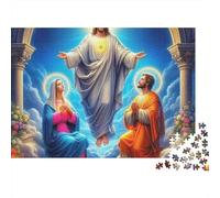 Jésus-Puzzle Religieux Nuage Gardien sacré 1000 pièces Finition Mate Carton recyclé Encadrable Art pour Adultes,Couples,passionnés avertis 38x26cm/1000 pièces