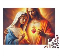 Jésus-Puzzle Religieux Sacré-Cœur 1000 pièces,Carton Robuste et Lisse,idéal pour se détendre,Voyager ou Passer Un Moment agréable. Convient aux Adultes,Couples et débutants. Dimensions:52x38cm.