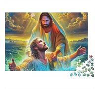 Jésus-Puzzle Religieux sur Le thème du baptême sacré,1000 pièces,Carton de qualité supérieure,Anti-Stress,activité de Groupe, pour Adultes,familles, et passionnés. Dimensions:38x26cm.