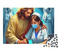 Jésus-Puzzle Religion Guérison Divine 1000 Pièces Carton sans Poussière Loisirs pour Seniors Adultes Maison de Retraite Famille Débutants 70x50cm/1000 pièces