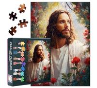 Jésus Puzzles 1000 Pièces, Jésus-Christ Croix Sacrée Puzzle Adulte, Fleurs 1000 Pièces Puzzles Adultes, Puzzle Impossible Jeu d'adresse pour Toute la Famille 70x50cm