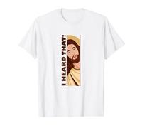 Jésus Regarde Peeking J'Ai Entendu ce drôle de mème chrétien T-Shirt Graphique avec Valeur, Homme, Blanc, L