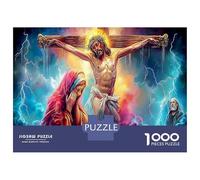 Jésus - Religion 1000 Pieces Carton Premium Crucifixion Coffret Cadeau Puzzle Adultes Jeu Familial Stimulant Cadeau Anniversaire Cadeau Famille 70x50cm/1000pcs