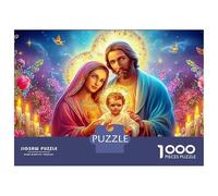 Jésus Religion 1000 Pièces La Sainte Famille Parmi Les Fleurs Puzzles Cadeau Unique Jeu Relaxant Détente Collection Enfants À Partir De 14 Ans 52x38cm/1000pcs