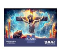 Jésus - Religion 1000 Pièces Puzzle À Monter Soi-même pour Exercer Sa Logique Et Sa Patience Nuage de Croix génial pour Les Soirées Et comme pour Les Fans 70x50cm/1000pcs