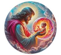 Jésus - Religion 1000 Pièces Puzzle Rond Dieu Adultes Et Enfants Unique Réduction du Stress Activité Familiale 1000pcs (67.5x67.5cm)