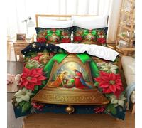 Jésus - Religion Housse De Couette 3D Impression Dieu Parure De Lit Microfibre avec Fermeture Éclair Cadeau Fête Anniversaire King（220x240cm）