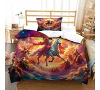 Jésus - Religion Housse De Couette 3D Impression Dieu Parure De Lit Microfibre Literie avec Taies d'oreiller Cadeau Fête Anniversaire Single（135x200cm）
