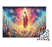 Jésus - Religion Papier épais Jésus Ascendant vers la Foule au Ciel Lot de Puzzle Cadeau interactif pour Seniors 52x38cm/1000 pièces