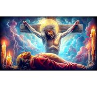 Jésus-Religion Puzzle 1000 pièces Cadeau Unique Jeu éduchatif Challenge Toy de qualité supérieure Peinture Art pour Adultes et Enfants à partir de 12 Ans 75x50cm/1000pcs