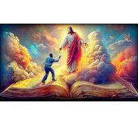Jésus-Religion Puzzle 1000 Pieces Cadeau Unique Jeu éduchatif défi Jouet de qualité supérieure Peinture Art pour Adultes et Enfants à partir de 14 Ans 38x52cm/1000pcs