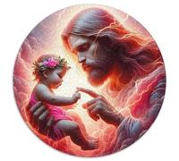 Jésus - Religion Puzzle Rond De 1000 Pièces pour Dieu Unique Réduction du Stress Activité Familiale 1000pcs (67.5x67.5cm)