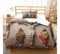 Jésus - Religion Sets De Housses De Couettes 3D Imprimé Dieu Parure De Lit Microfibre avec Fermeture Éclair Cadeau Fête Anniversaire Single（135x200cm）